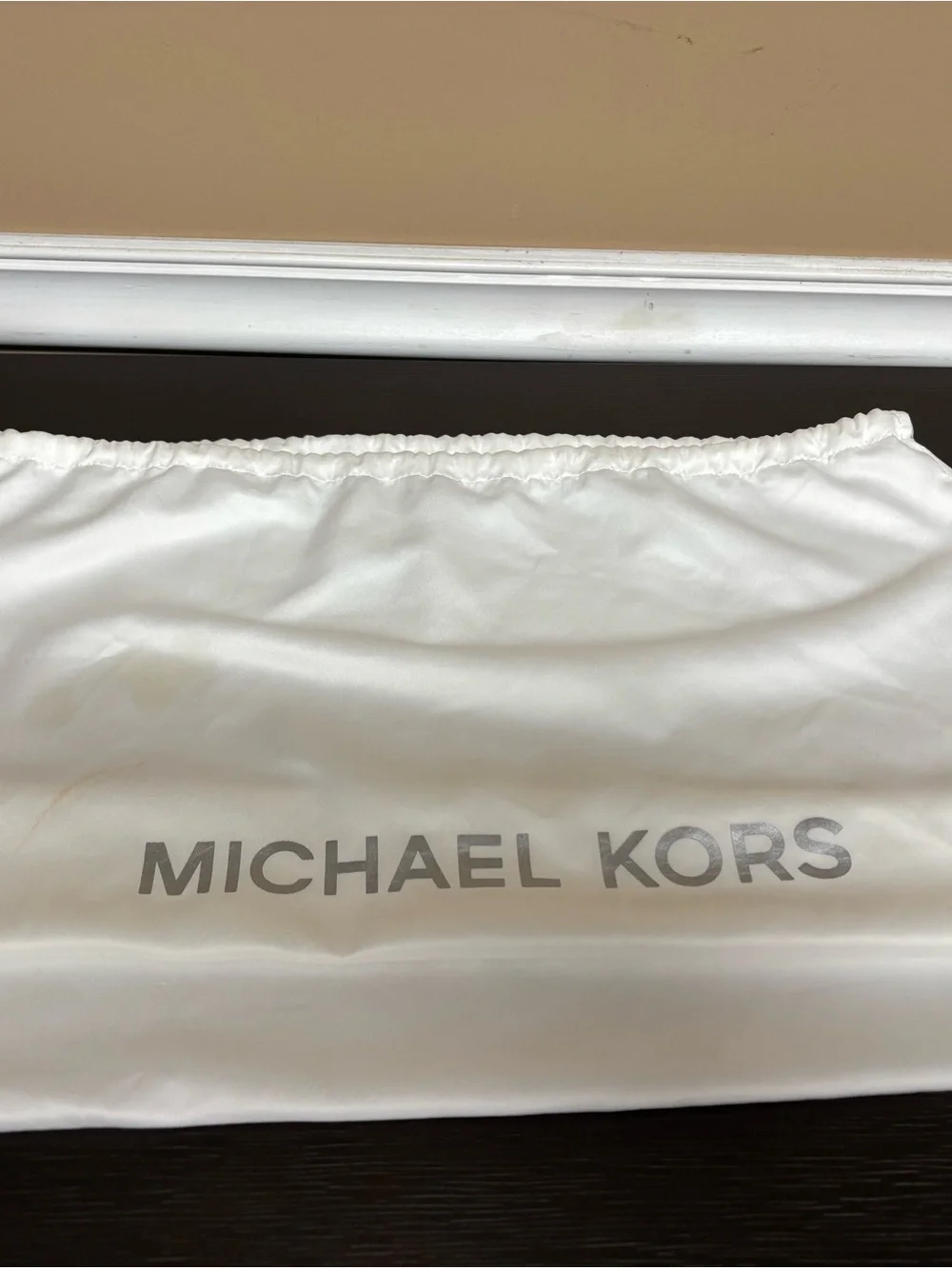 Michael Kors Pink, Gray & Cream Leather Satchel with MK Charm